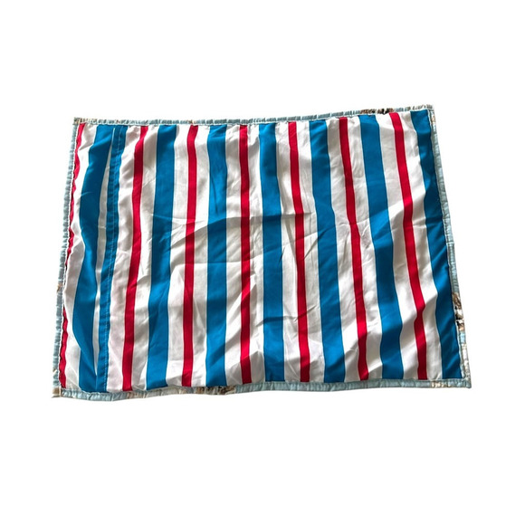 Mainstays Blue Dog Print Quilt 2 Piece Bed Pillow Sham Set Striped Americana - Picture 3 of 8